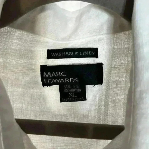 Marc Edwards XL 100% Silk white/cream slight windowpane pattern short sleeve but - Picture 3 of 12